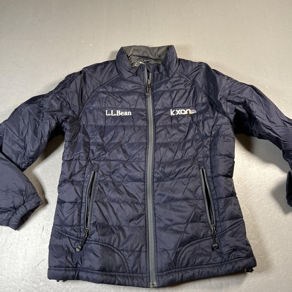 L.L.Bean Jacket Womens Medium Navy PrimaLoft Quilted Puffer Full Zip KXAN NBC